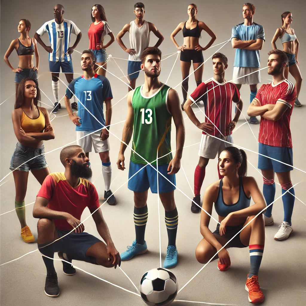 Group of diverse people connected by lines, representing global challenges